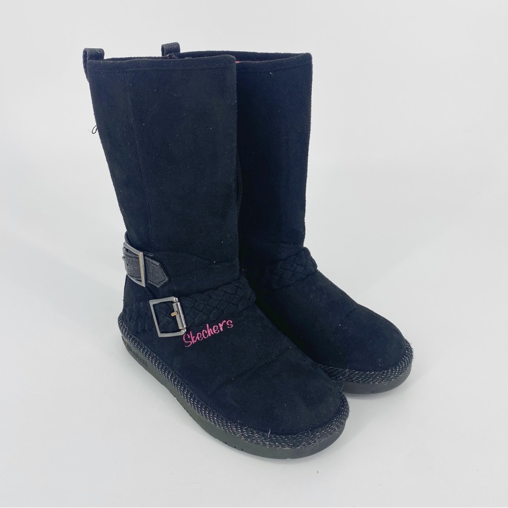 Skechers Black Boots Toasty Toes Braid Tall Boots Girls Size 11